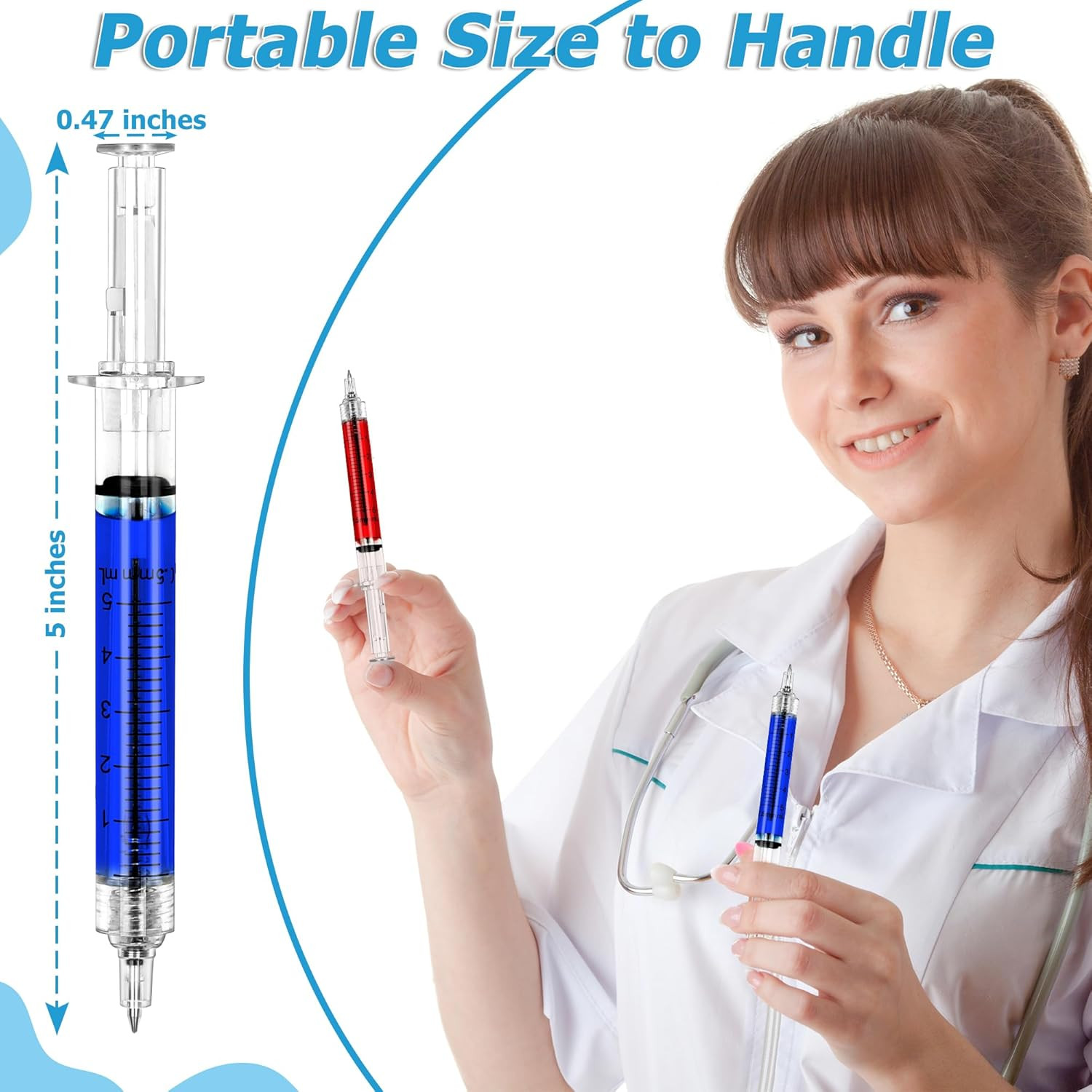 30 PCS Syringe Pens, Multi-Color Nurses Week Gifts Bulk, Retractable Nurse Ballp