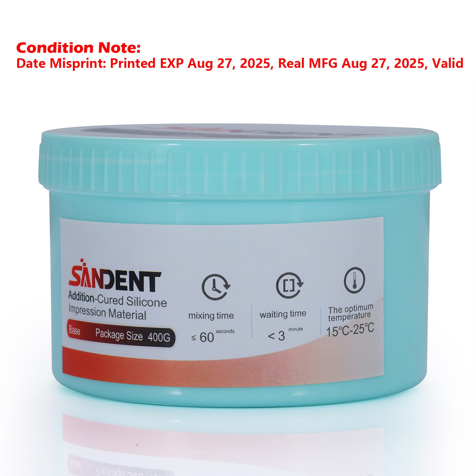 10*Dental SANDENT Putty PVS VPS Impression Material Base Fast Set 2x 400g
