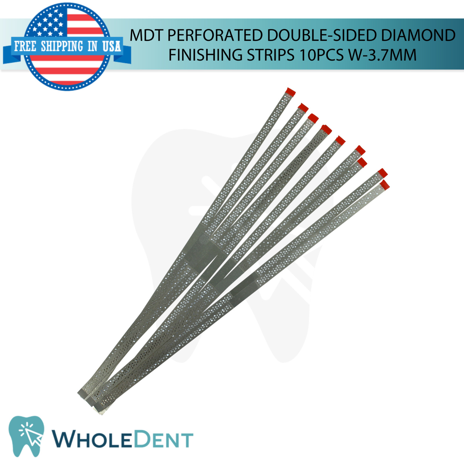 10pcs Dental MDT Perforated Double-Sided Diamond Finishing Strips W-3.7mm