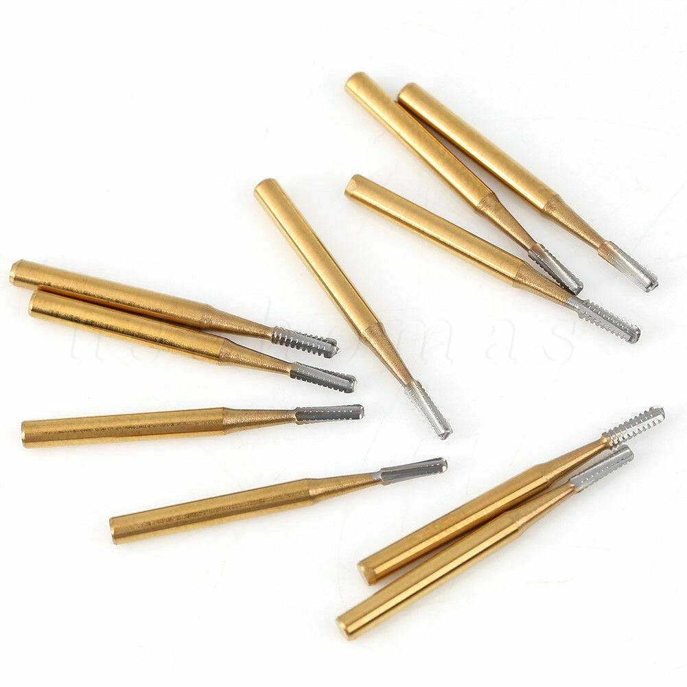 10Pcs Dental Tungsten Carbide Burs Crown Cutter Cutting Transmetal FG 1957