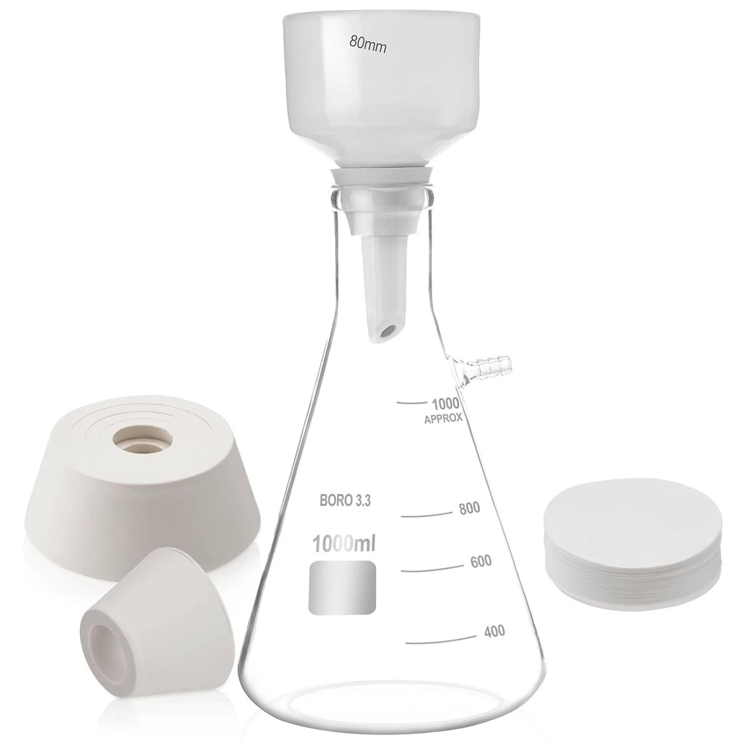 1000ml Buchner Funnel Filtering Kit Lab Filtering Flask Glass w/ Flask Funnel US