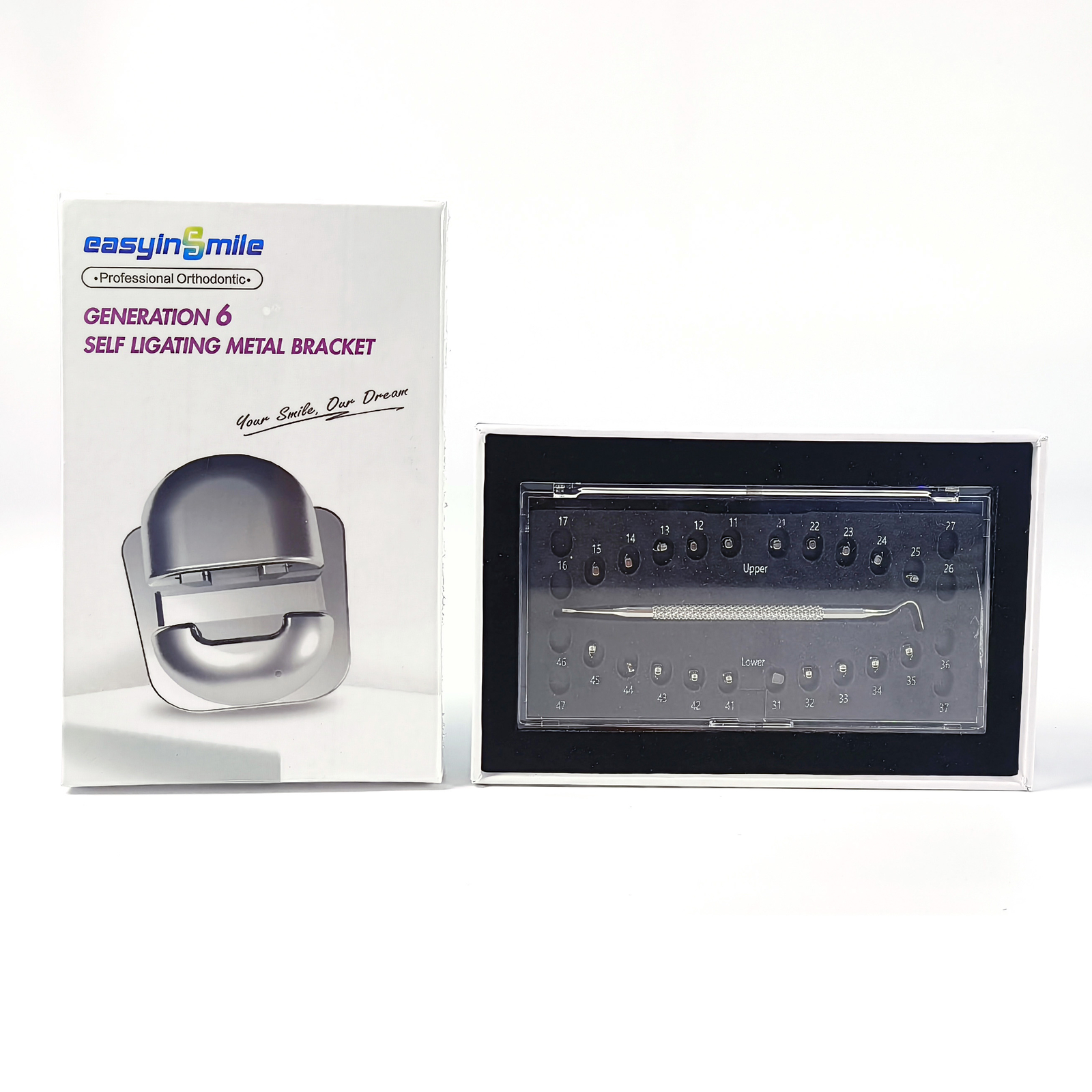 20pcs/pack Dental Ortho Metal Brackets Spherical Monoblock Self-Ligating Bracket