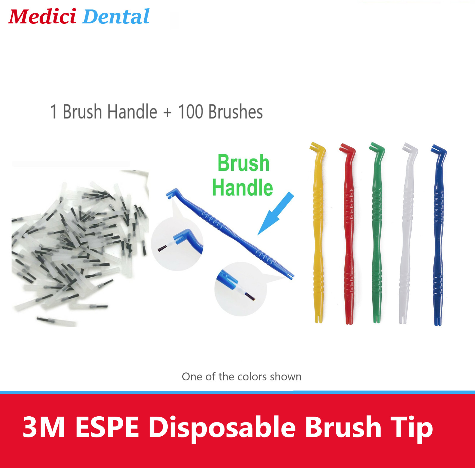 3M ESPE Single Use Brush Tip Applicators 100 Pieces & 1 Handle, MultiUse Dental