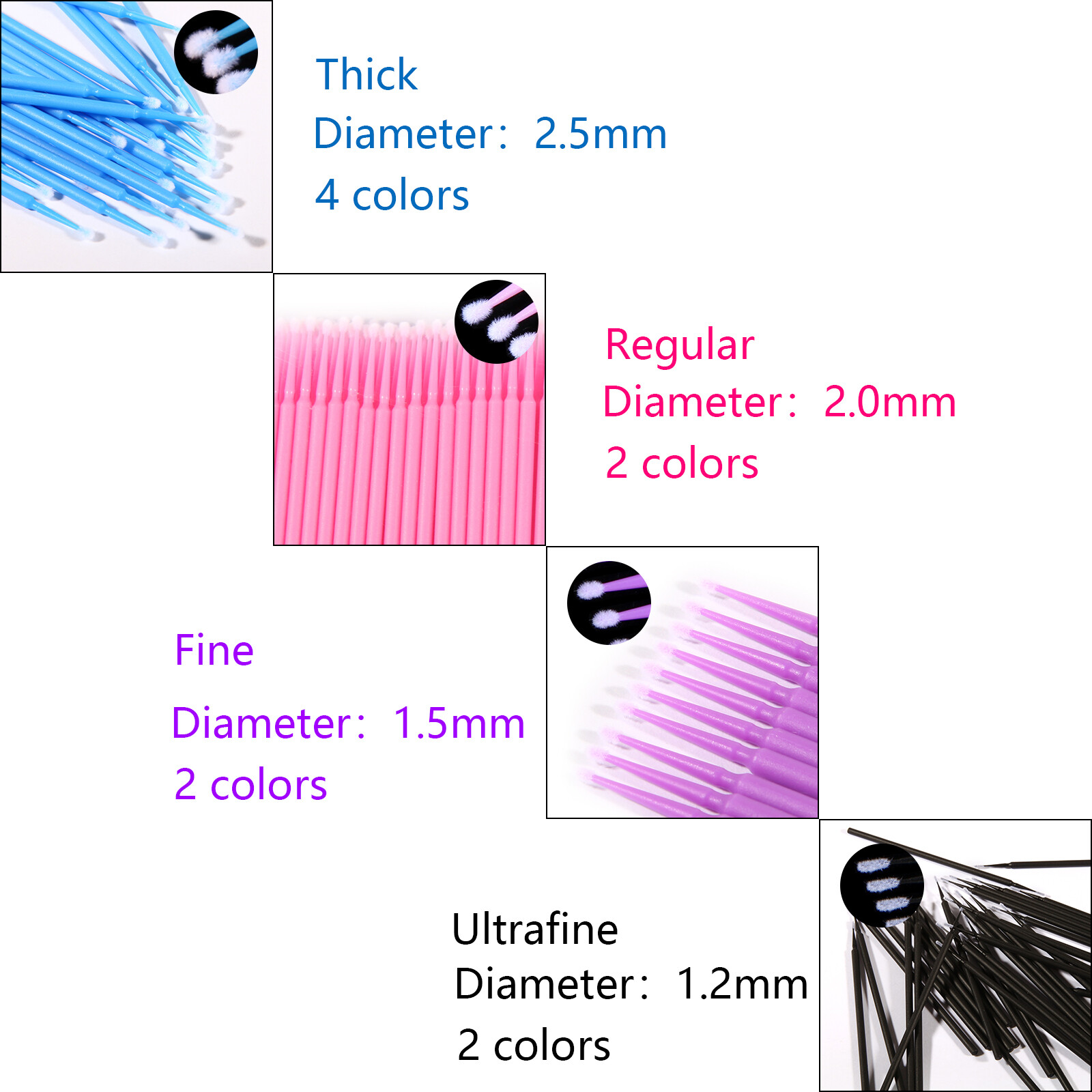 100Pcs Dental Swabs Disposable Mini Applicator Brush Stick Eyelash Extension Eye