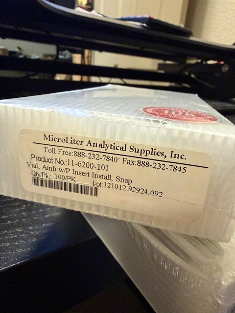 Microliter Analytical Supplies Vial, Amber w/P Insert Install/snap 1 pack of 100