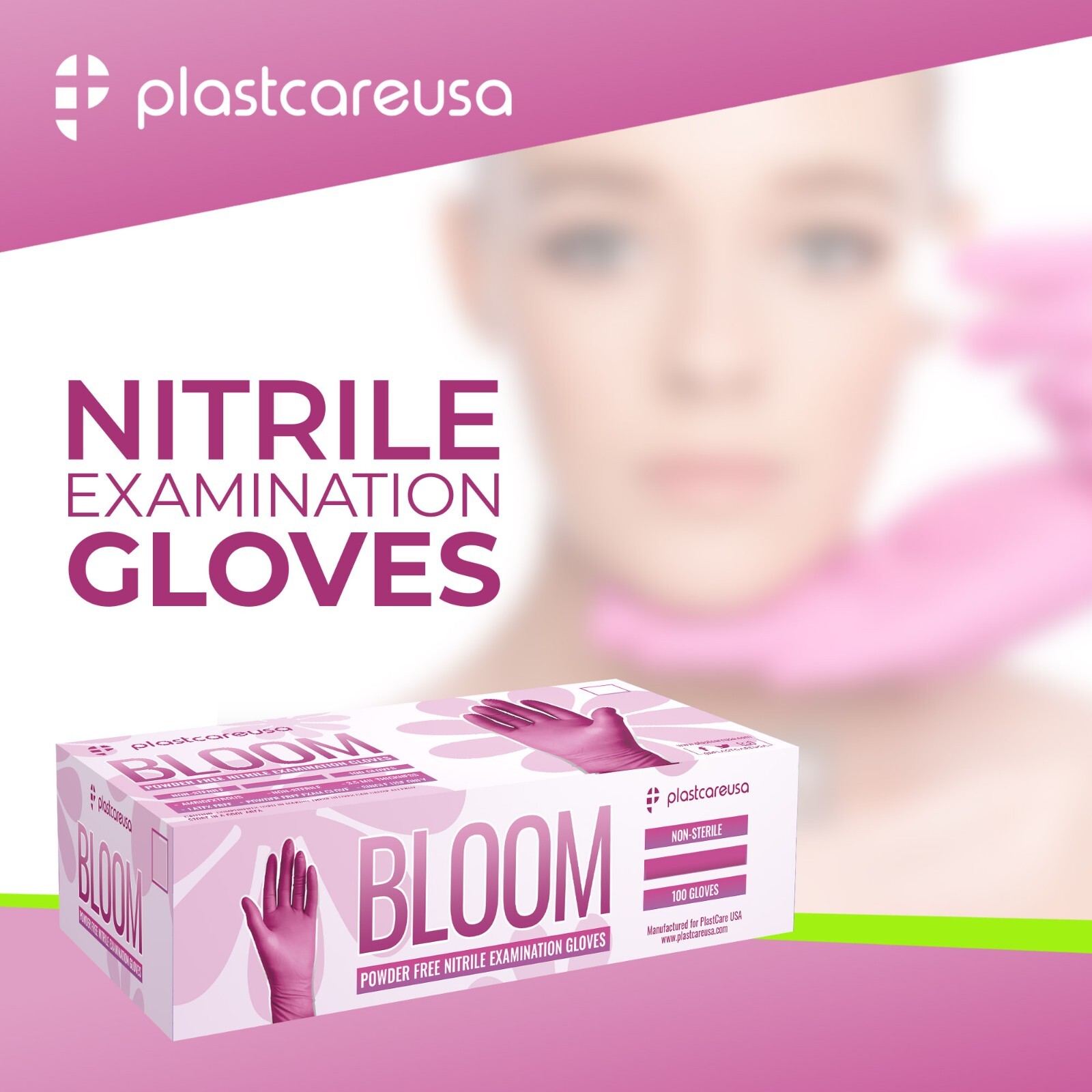 Pink Nitrile Exam Gloves – Various Sizes – Powder & Latex Free (Medical Grade)
