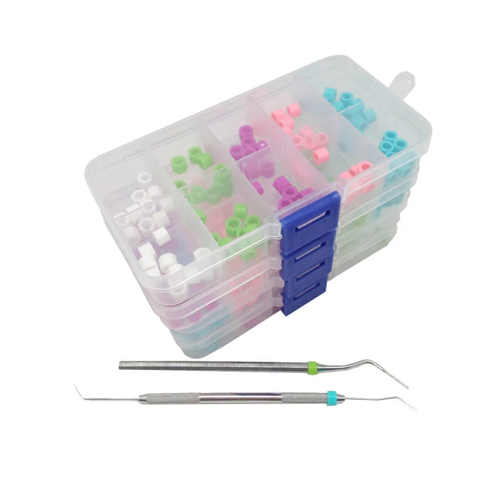 100 Pcs/Box Dental Mixed Color Instrument Code Ring Plain Tool Ring Small Size