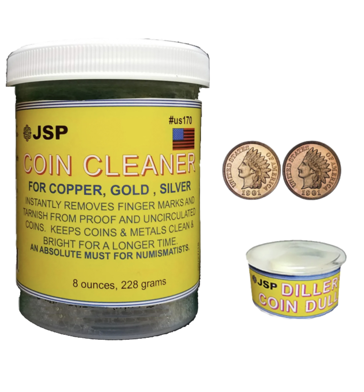 JSP COIN DARKENER DULLER and COIN INSTANT CLEANER Copper Gold Silver All Kind