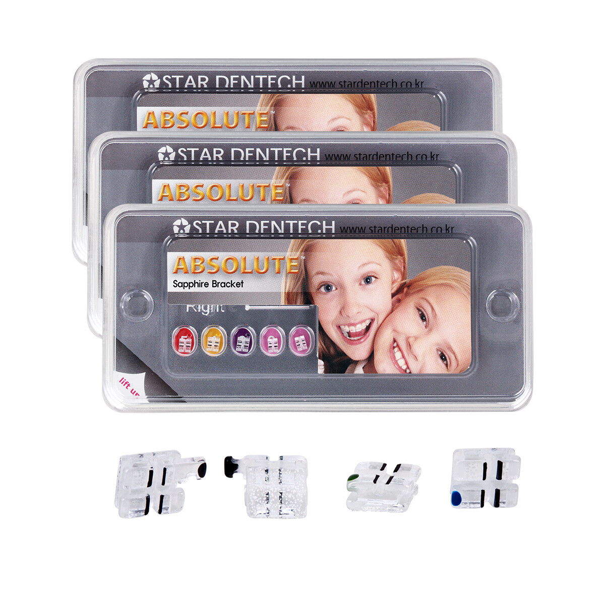ABSOLUTE Dental Orthodontic Sapphire Ceramic Brackets Braces MBT.022 Hooks 345