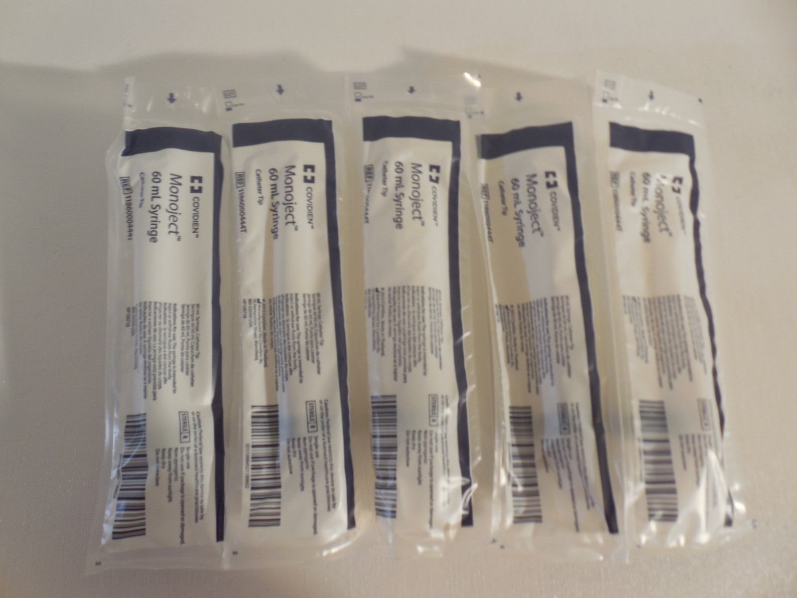 Pack Of 5 Monoject 60 mL Single Use Sterile Syringes Catheter Tip