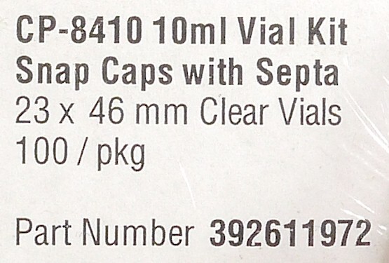 NEW Agilent 392611972/8010-0422 Snap Top Solvent Vial Kit, 10 ml w/PTFE *100/pk*