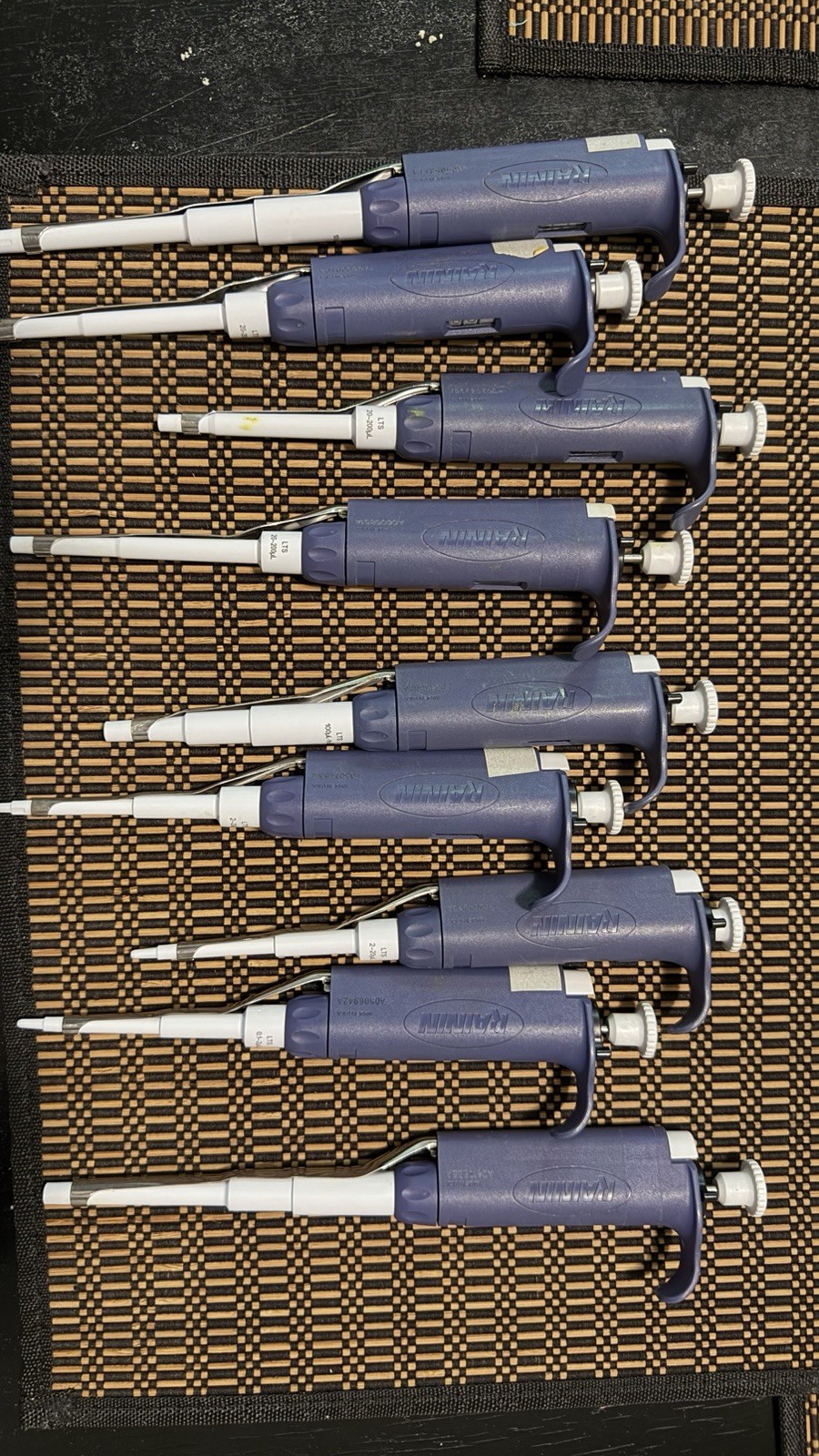 9x Rainin Micropipettes L1000 L200 L20 Laboratory Pipettes Adjustable Lot