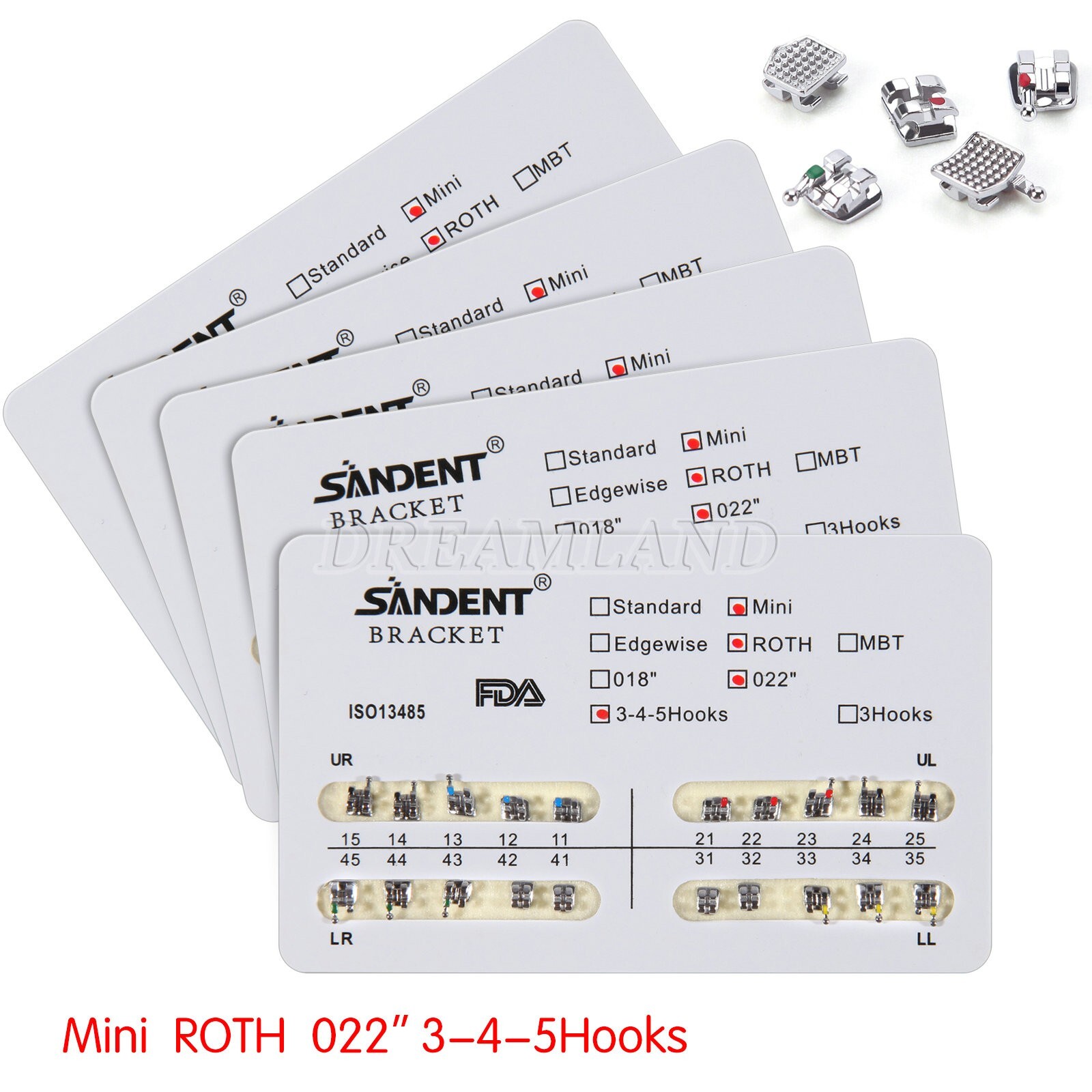 10kits Dental Brackets Braces Orthodontic Mini Roth0.022″ Hooks 3-4-5