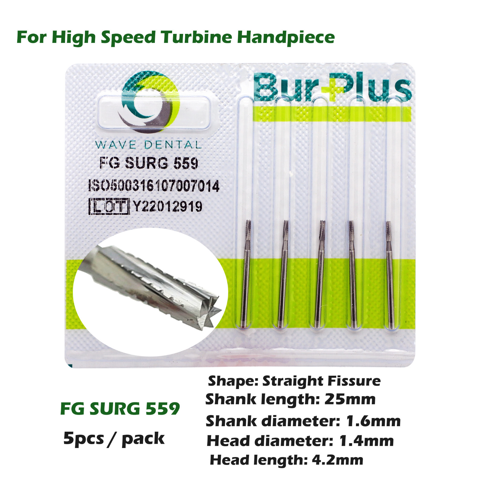 Wave Dental Carbide Burs FGOS Surgical Length 25mm Friction Grip FG 19mm Round