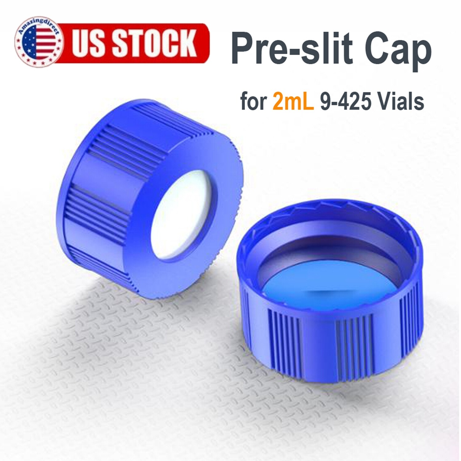 1000pcs 9mm Thread Capa Blue PTFE&White Silicone Pre-Slit for 9-425 2ml GC Vials
