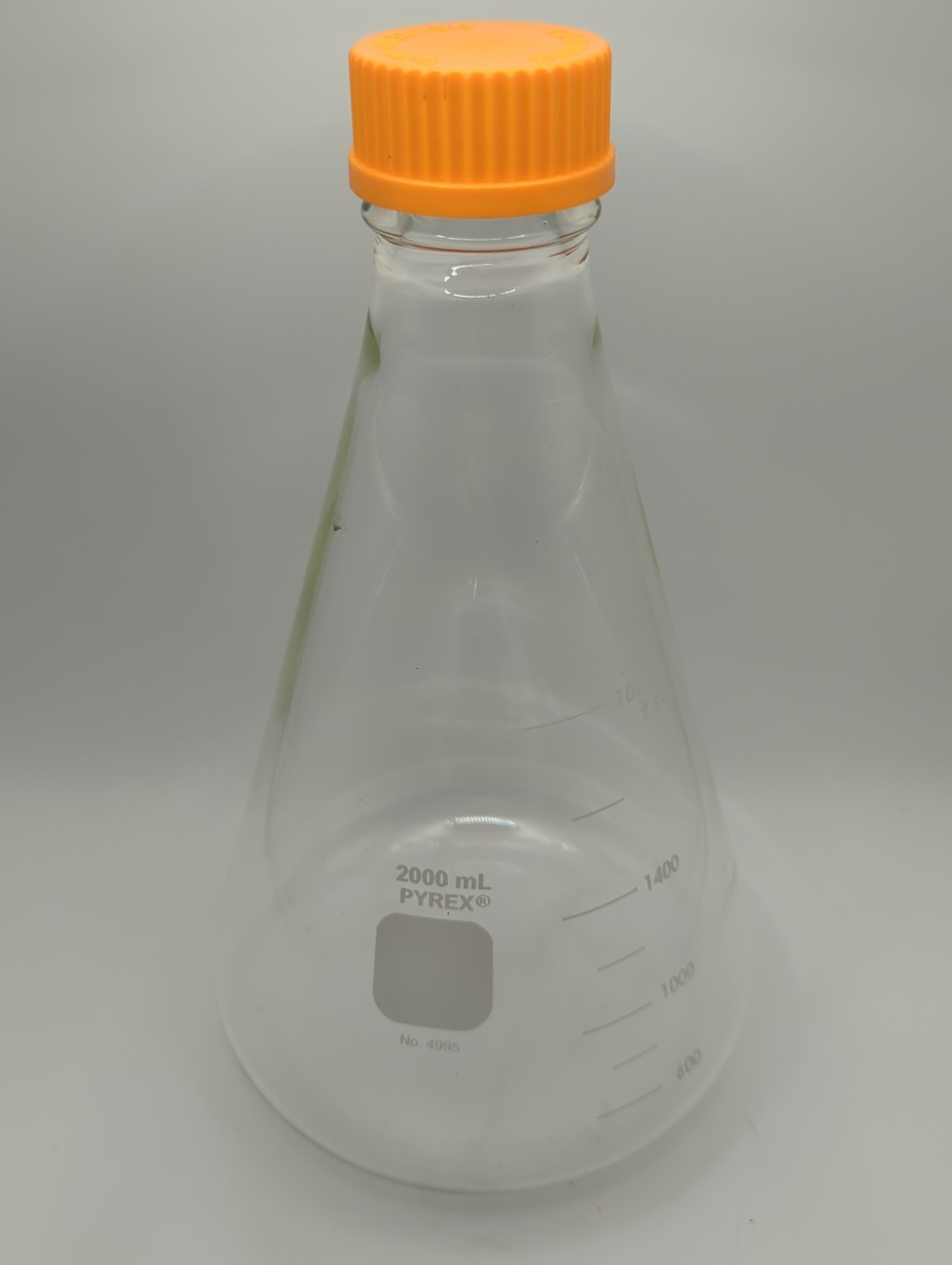 New Pyrex 4995 2000mL Wide Mouth Erlenmeyer Flask GL45 Screw Cap 2L Glass