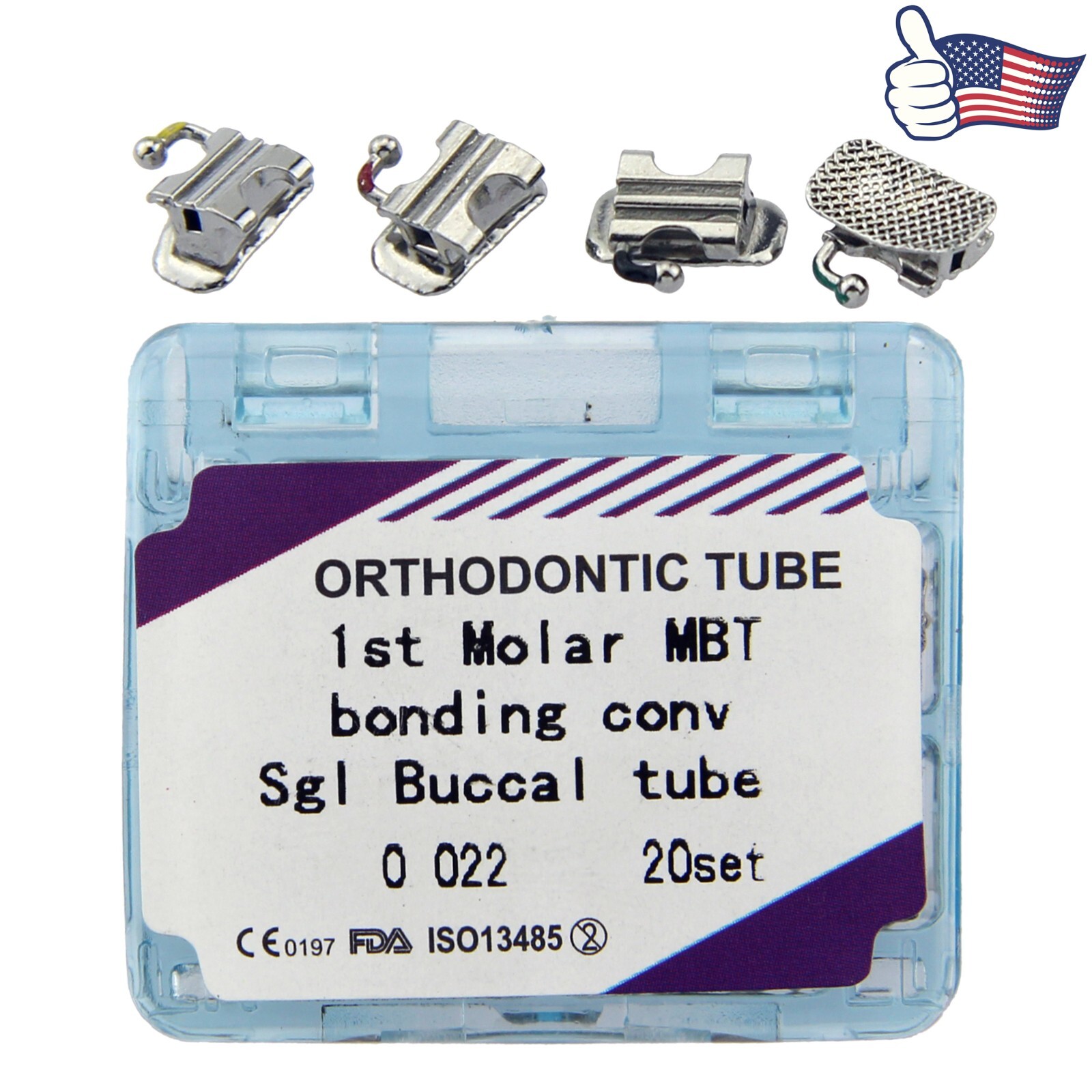 20Types Dental Orthodontic Buccal Tubes 1st 2nd Molar Bracket Bondable Roth MBT
