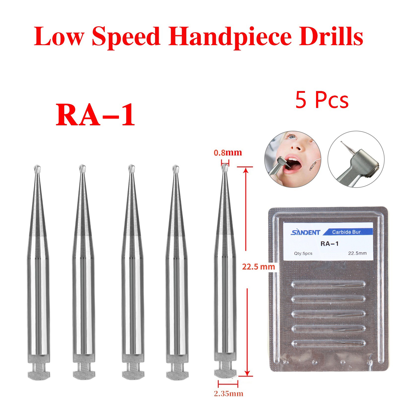 RA1-8 Dental Round Carbide Burs Tungsten For Low Speed Contra Angle Handpiece po