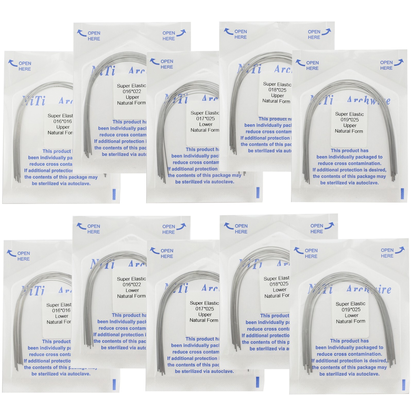Dental Orthodontic Arch Wire Niti Natural Form Round Rectangular Super Elastic