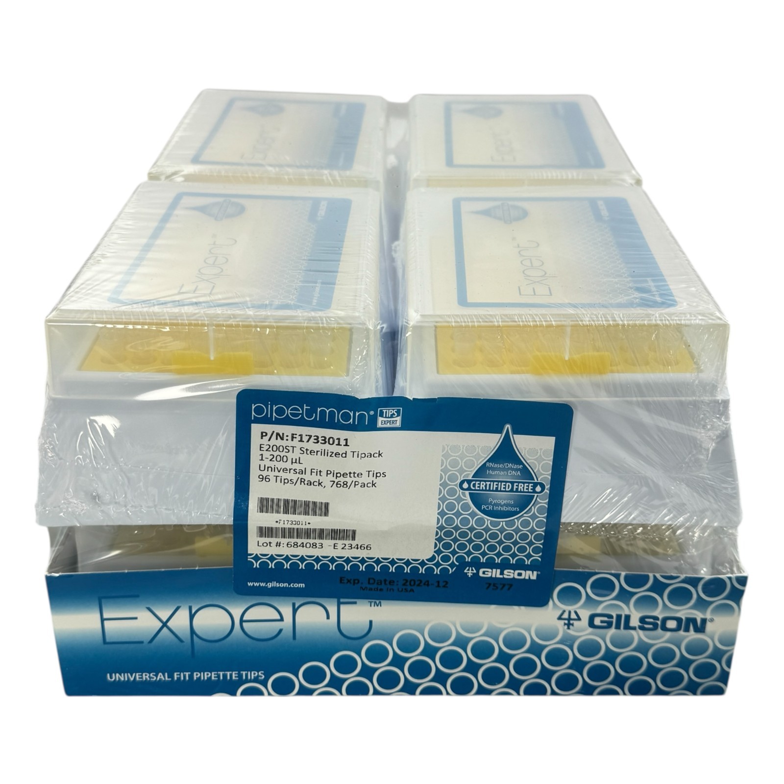 Expired Gilson Pipetman F1733011 E200ST 1-200uL Tips 768/Pack Factory Sealed