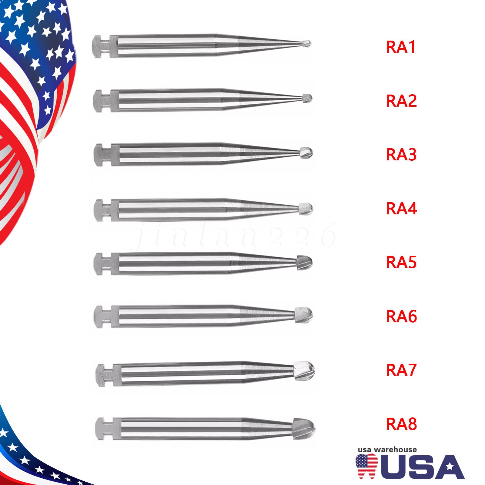 Dental Tungsten Steel Carbide Round Burs RA for Slow Low Speed Handpiece