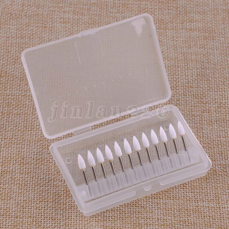 Dental White Polishing Stones – Flame FL2 FG – Arkansas Stone – Meta – 12 pieces
