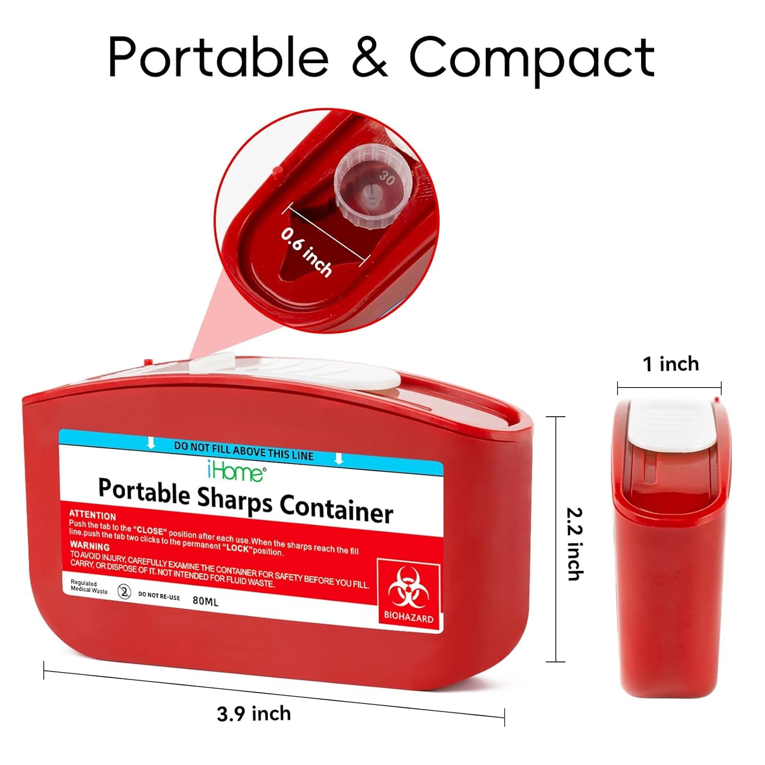 Portable Sharps Container 3 Pack Mini Disposal Container for Home and Travel