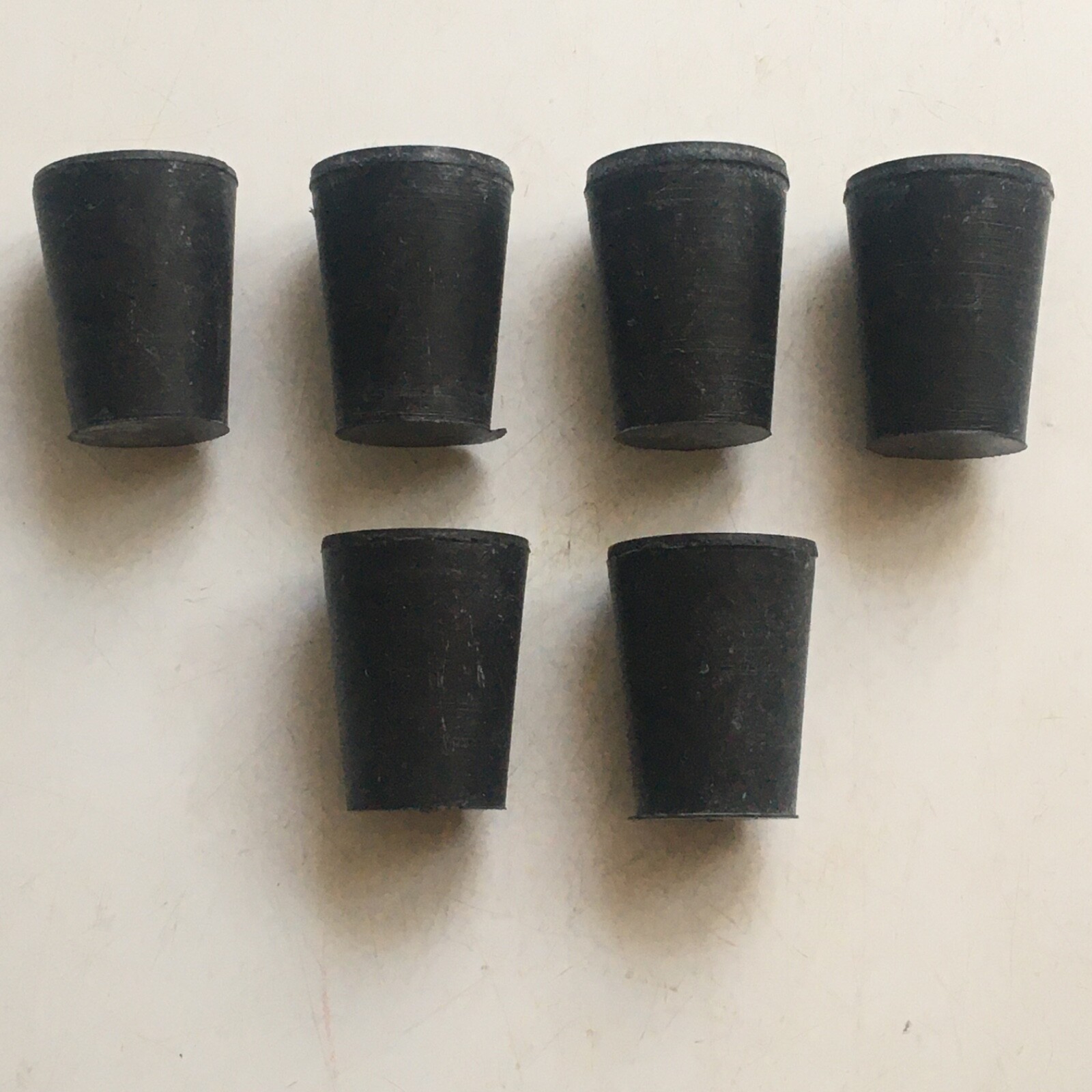 Lot of Six (6) Size #1 Rubber Stoppers Plug Laboratory Tapered Test Tube Plugs