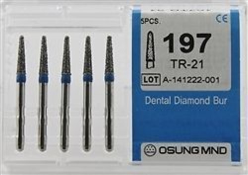 Dental Diamond Burs, Standard Grit Multi-Use, 5 Pcs/Pk [197TR-21]