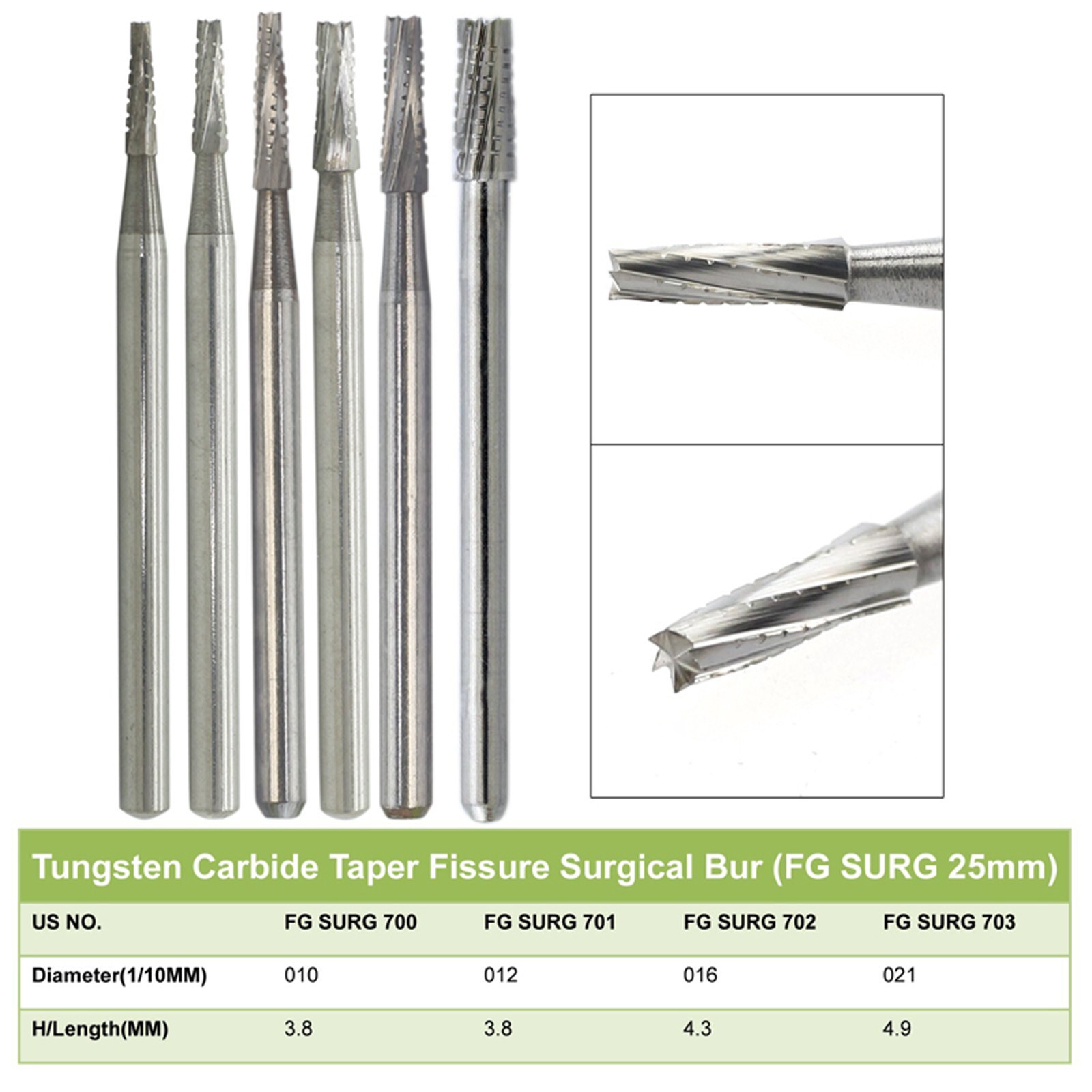 WAVE Dental FG SURG Burs FGOS Surgical Long Taper Fissure Carbide Bur 702L 700