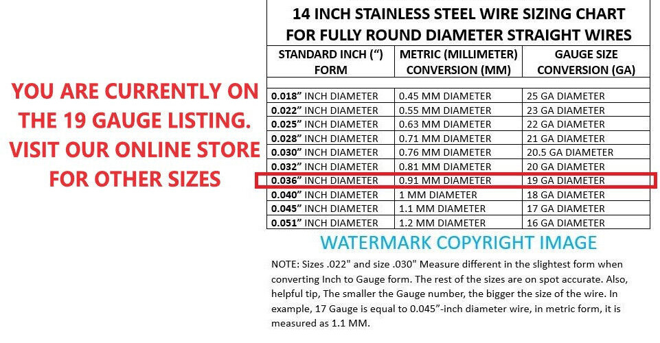 14 inch FULL ROUND Dental Stainless Steel Clasp Wire – 19 (GA) Gauge -100 Pieces