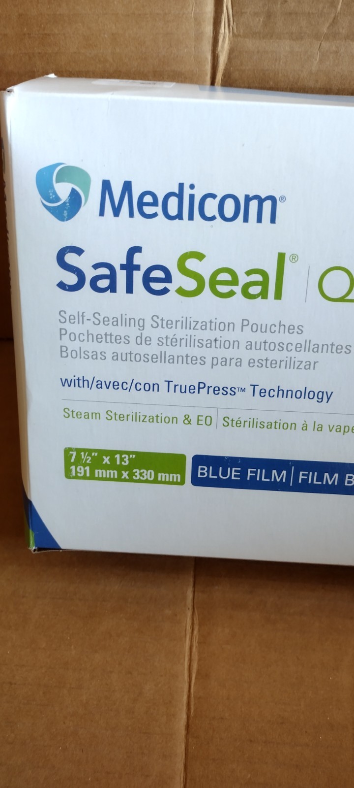 MEDICOM SAFESEAL® QUATTRO STERILIZATION POUCHES 200 PK 7 1/2″ x 13″ NEW