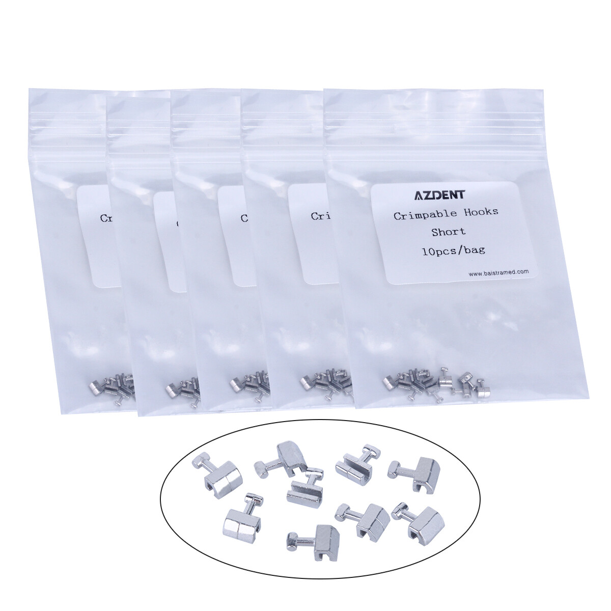 10PCS/Pack AZDENT Dental Orthodontic Short Type Crimpable Hook for Arch Wire
