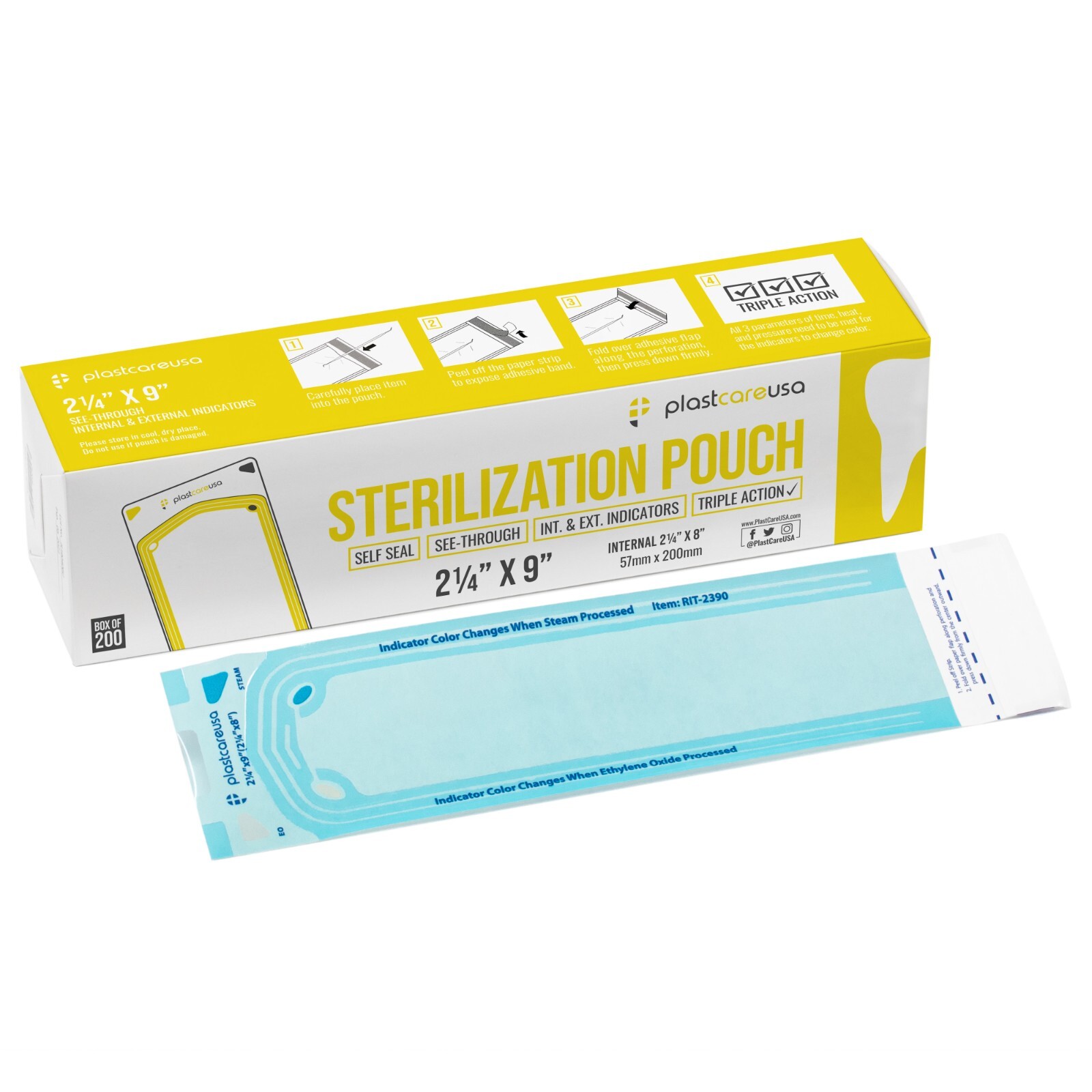 1,000 2.25″ x 8″ Self-Sealing Sterilization Pouches for Autoclave (5 Boxes)