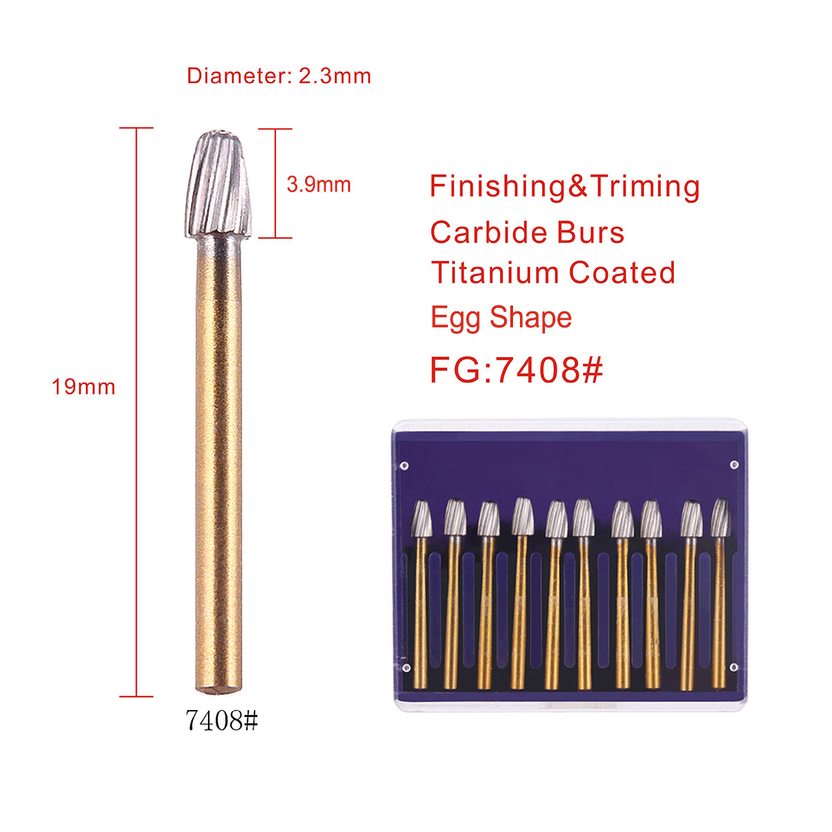 AZDENT Dental FG Tungsten Carbide Burs Dills Round Type For High Speed Handpiece
