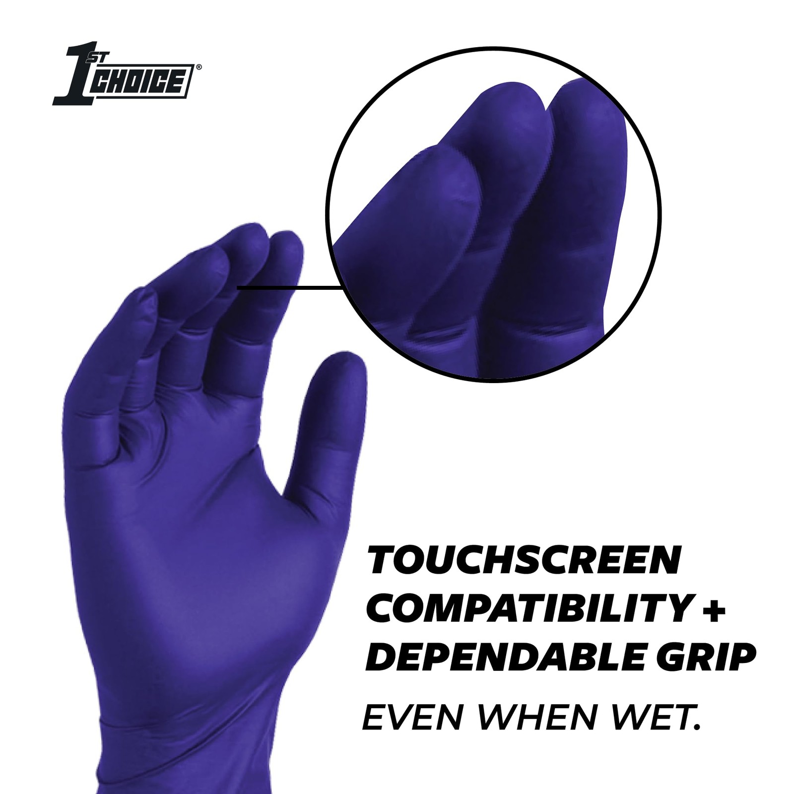 1st Choice 3 Mil Indigo Nitrile Exam Gloves Latex Free, Disposable Medical