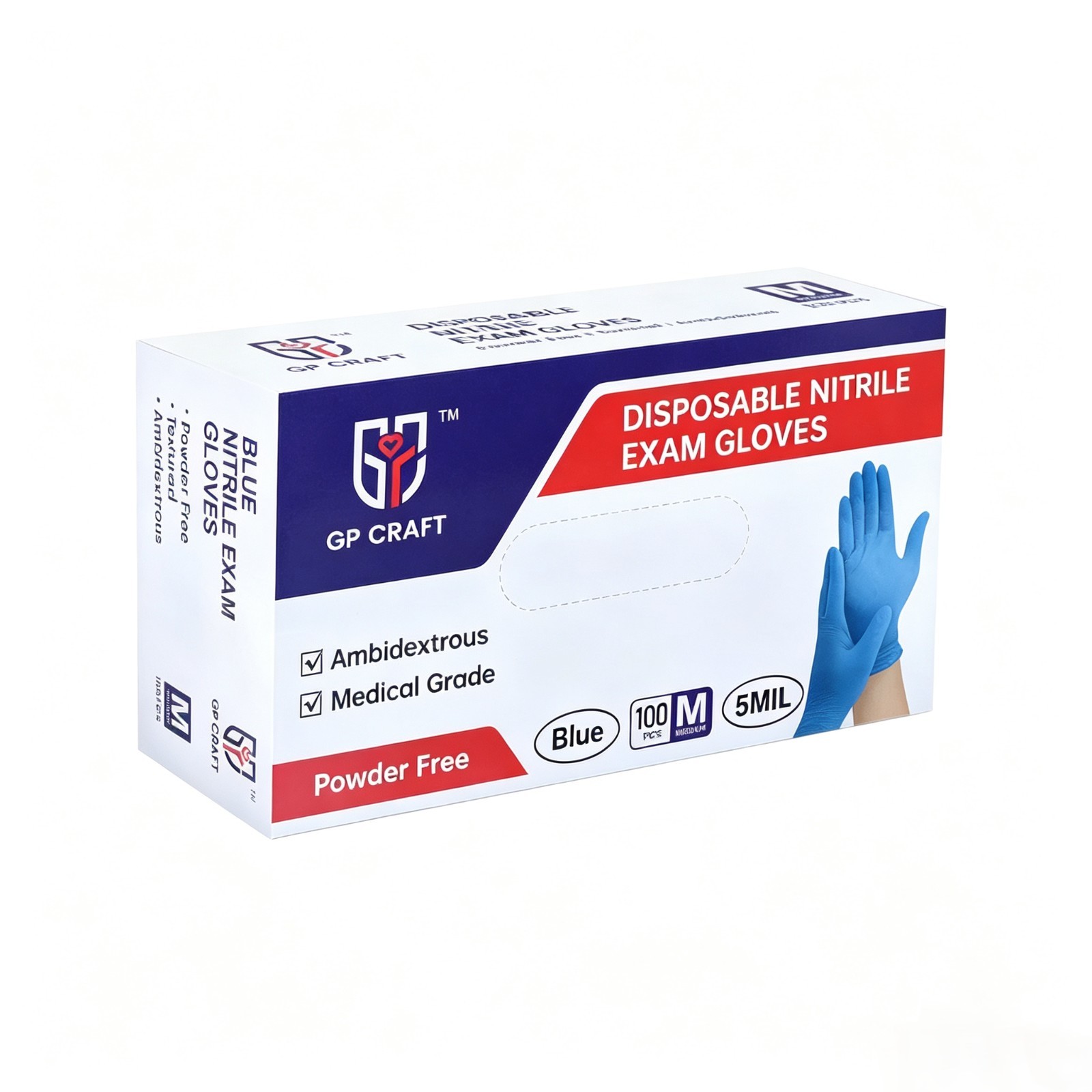 Blue 5 Mil Nitrile Disposable Exam Gloves Powder-Free Latex-Free Heavy Duty