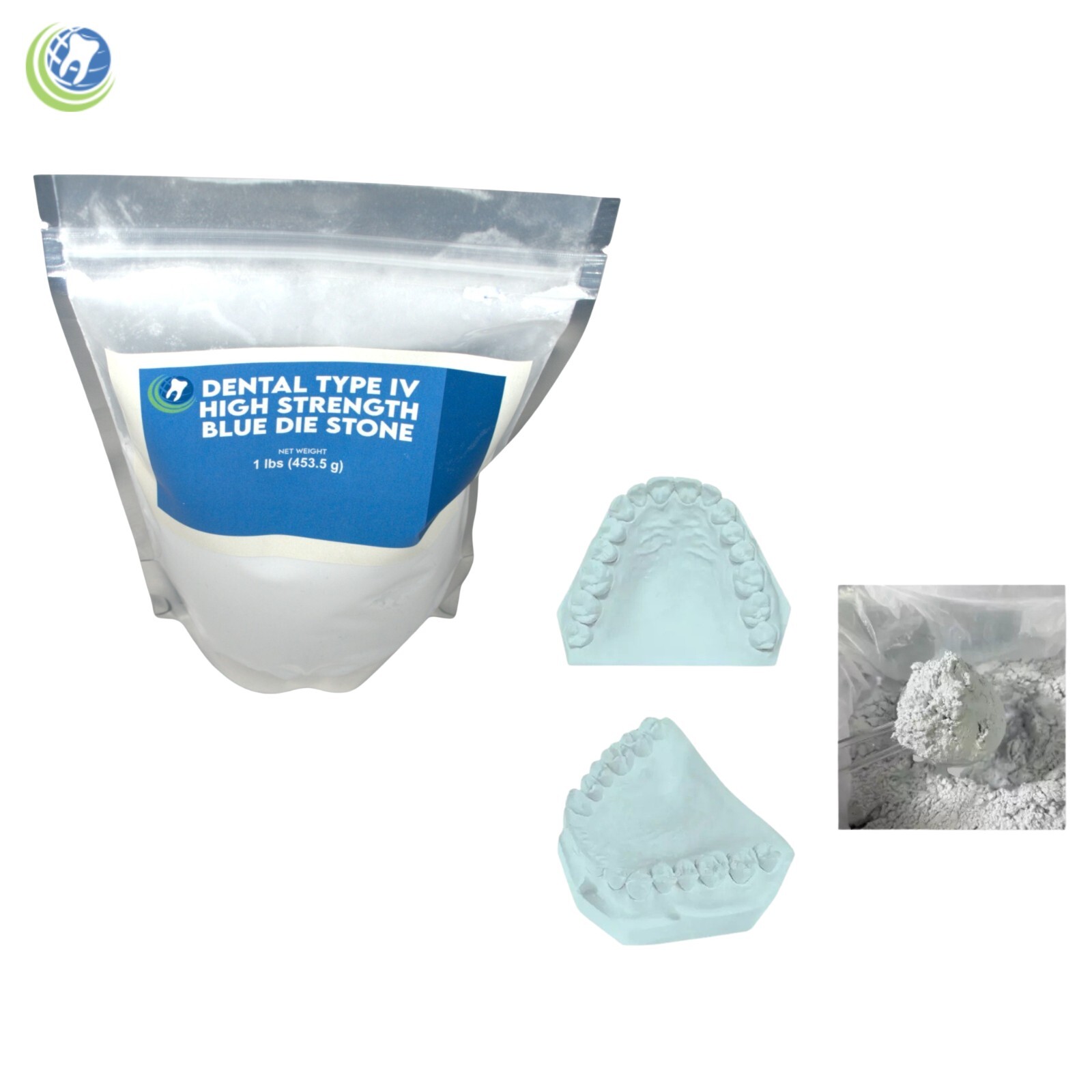 DENTAL GYPSUM DIE STONE TYPE IV BLUE HIGH STRENGTH COMPOUND LOW EXPANSION 1 Lb.