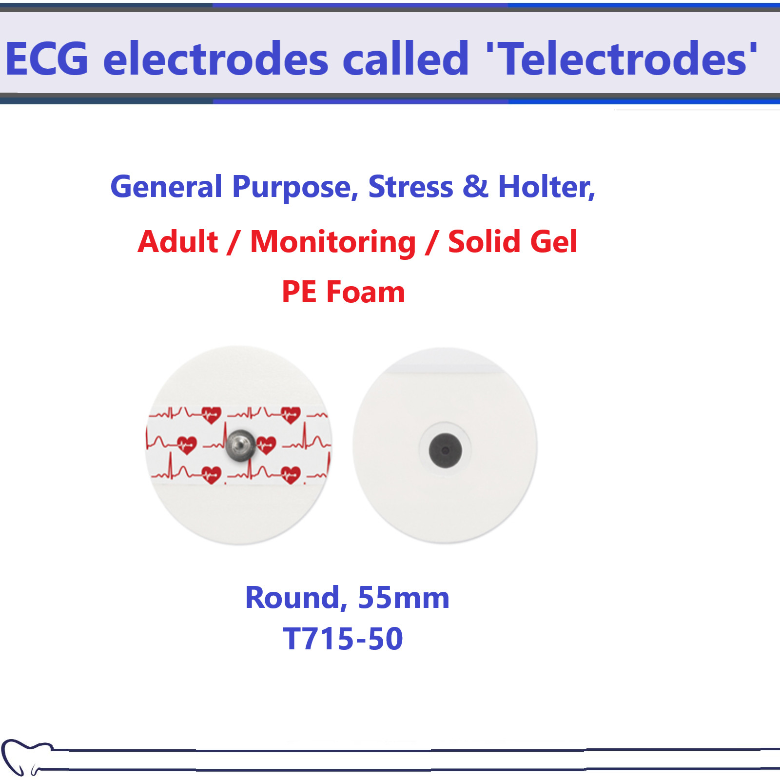BIO PROTECH TELECTRODE ECG ELECTRODES PE Foam, Adult, Round, 55mm, 1000/Bx, T715