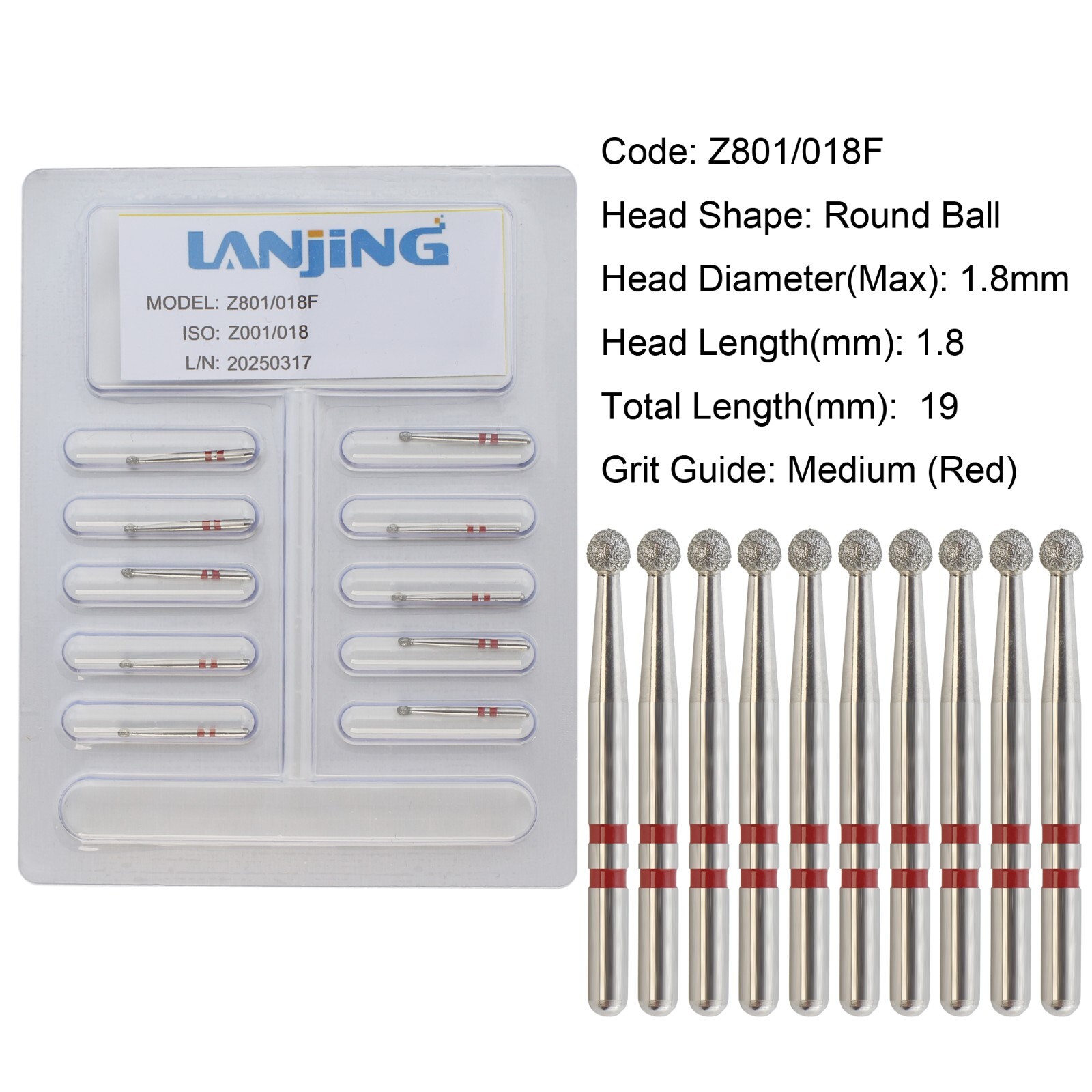 20 Types Zirconia Dental Diamond Burs FG Friction Grip for High Speed Handpiece