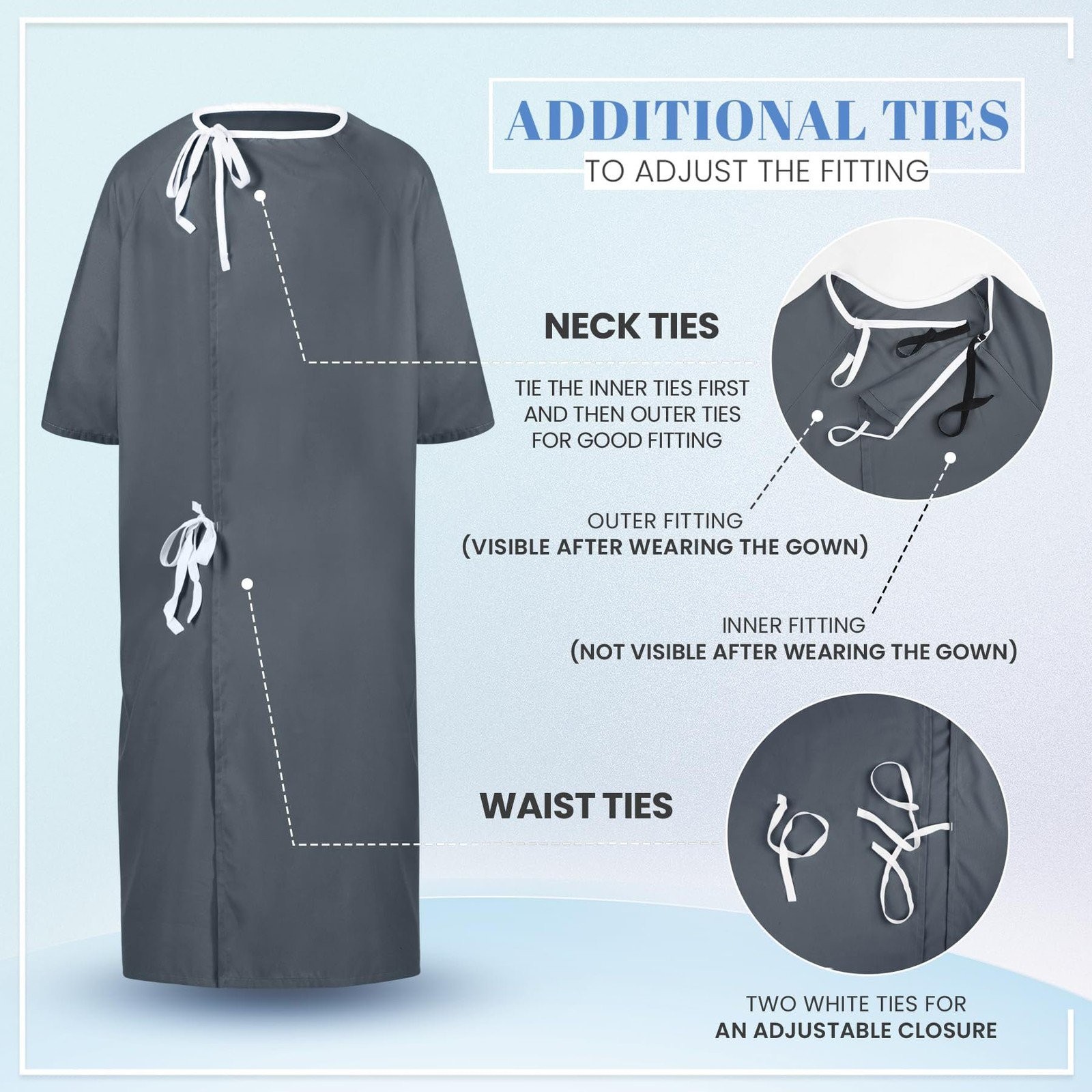 Utopia Care Men’s Hospital Gown Soft and Comfortable Patient Gown…