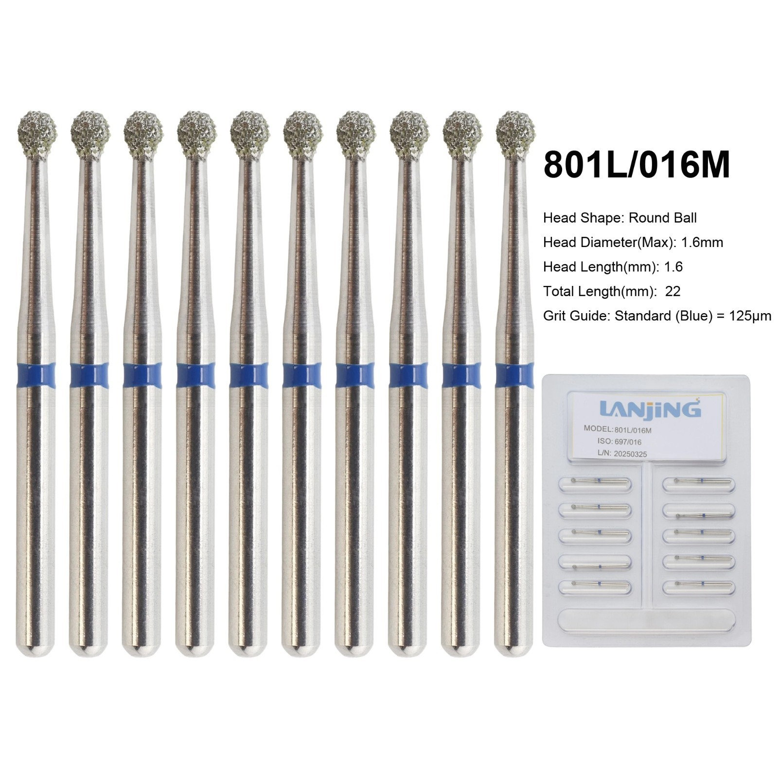 Dental Bur Diamond Burs FG High Speed Round End Taper Cylinder Football Barrel