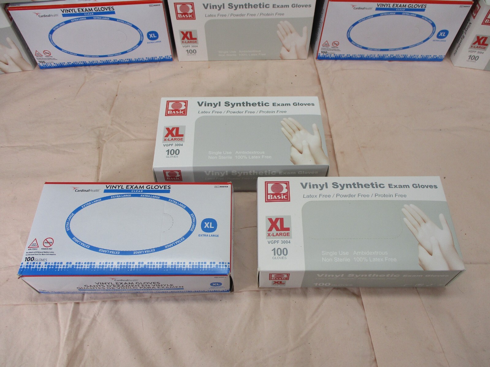 Vinyl Exam Gloves Clear Lot of 300 Cardinal Health Basic Size Extra Large XL