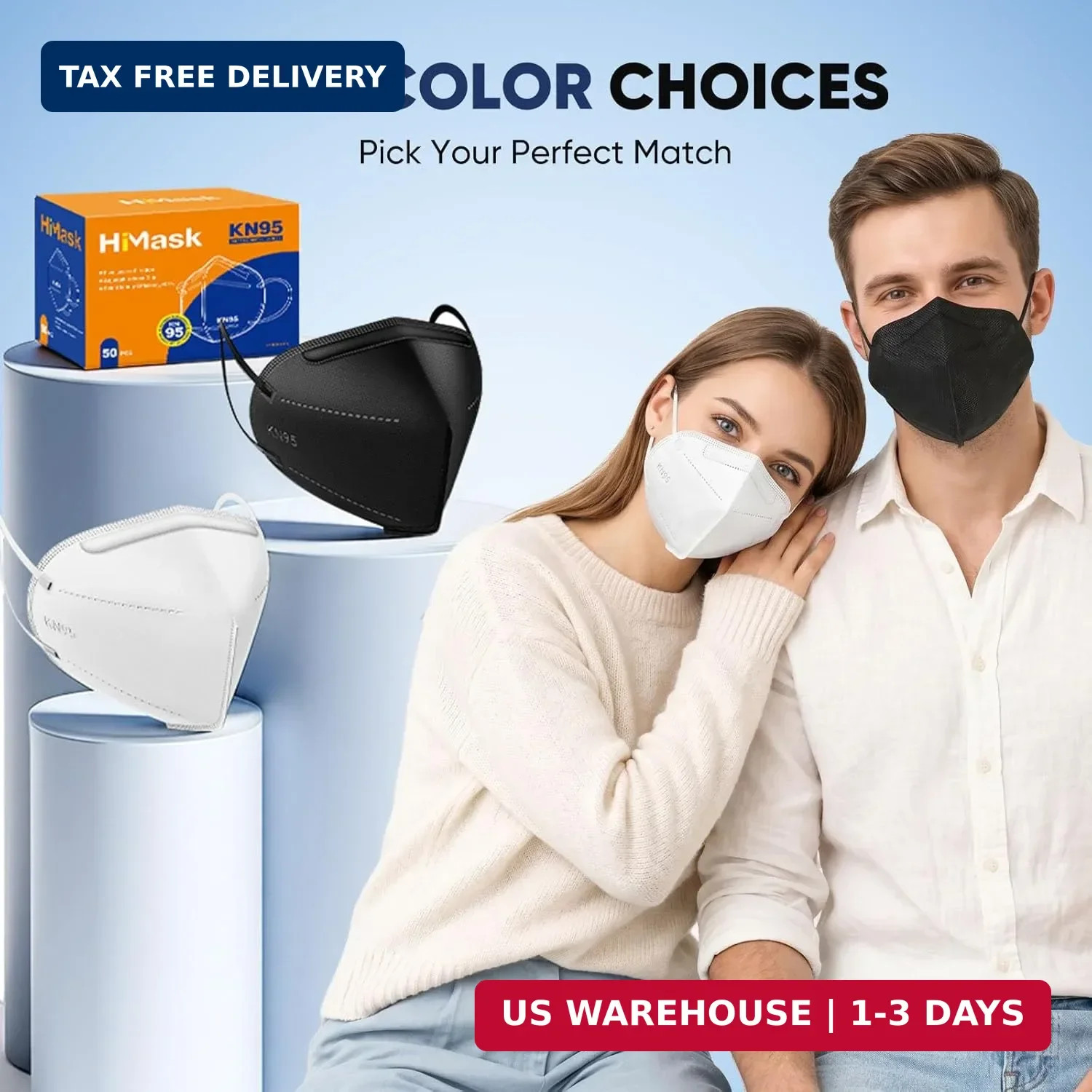 KN95 Face Masks 50 Pack Individually Wrapped 5-Layer Disposable Face Mask Black