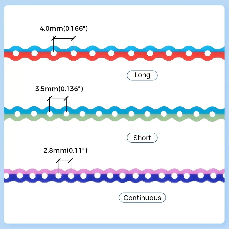 15 Color Dental Orthodontic Elastic Rubber Power Chain Double Color