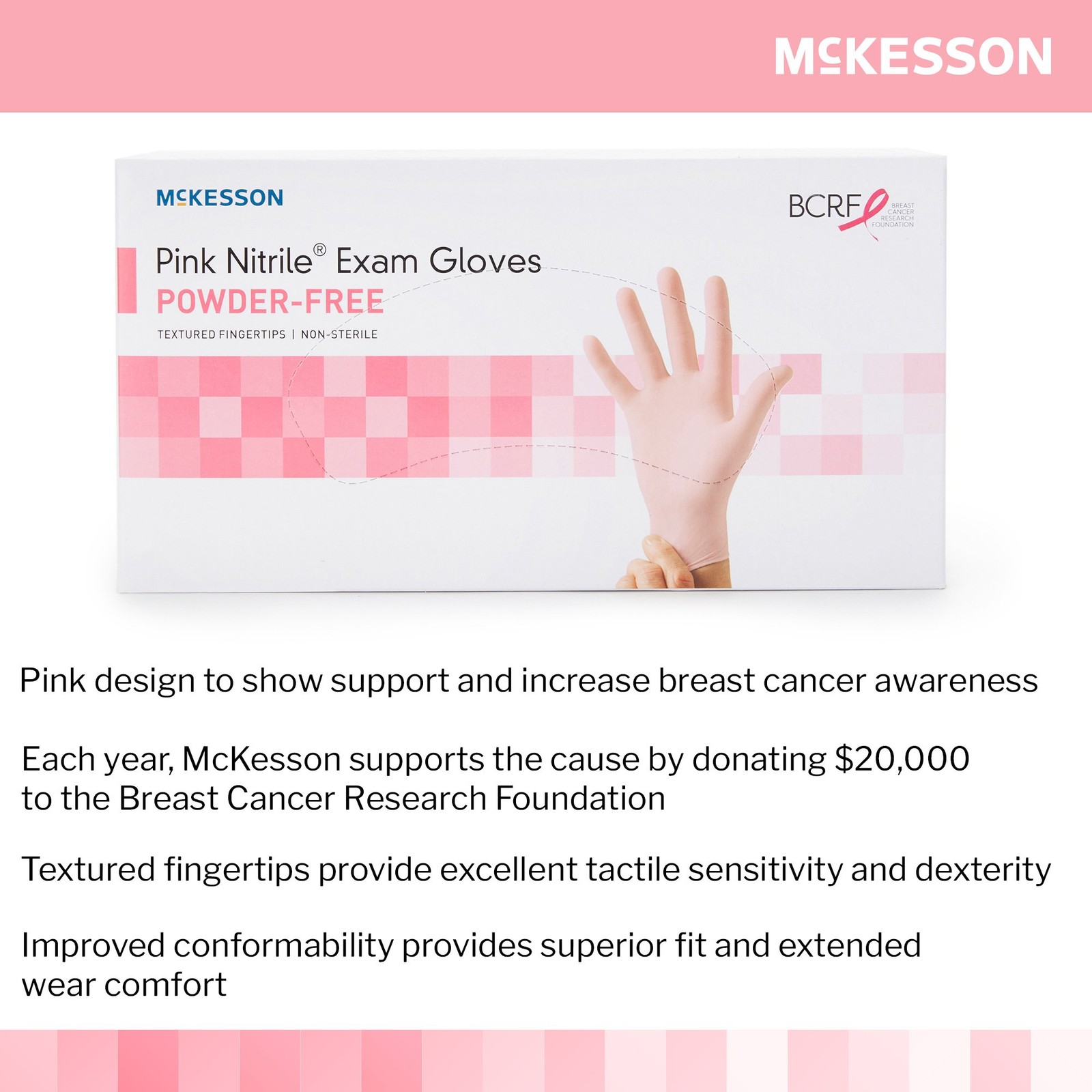McKesson Pink Nitrile Nitrile Exam Glove Standard Cuff Length SMALL 250 per Box