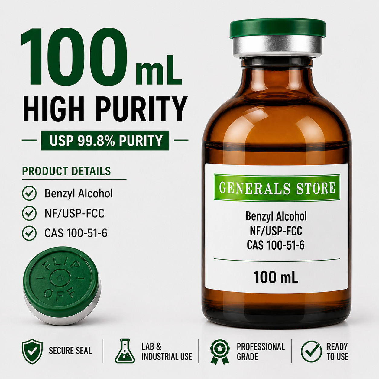 Benzyl Alcohol USP Grade 99.8% Purity NF/FCC CAS 100-51-6 Lab & Industrial Use
