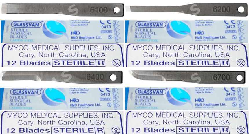 MYCO GLASSVAN Mini Surgical Blades Carbon Sterile 12/BX 6100 6200 6400 6700