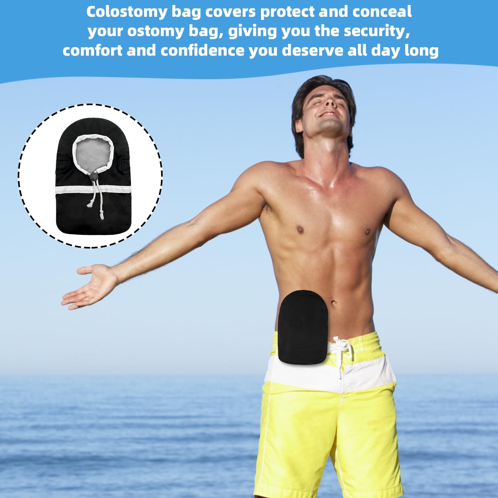 JFHNMLW Ostomy Bag Covers, Belt for Men & General Belt, Black