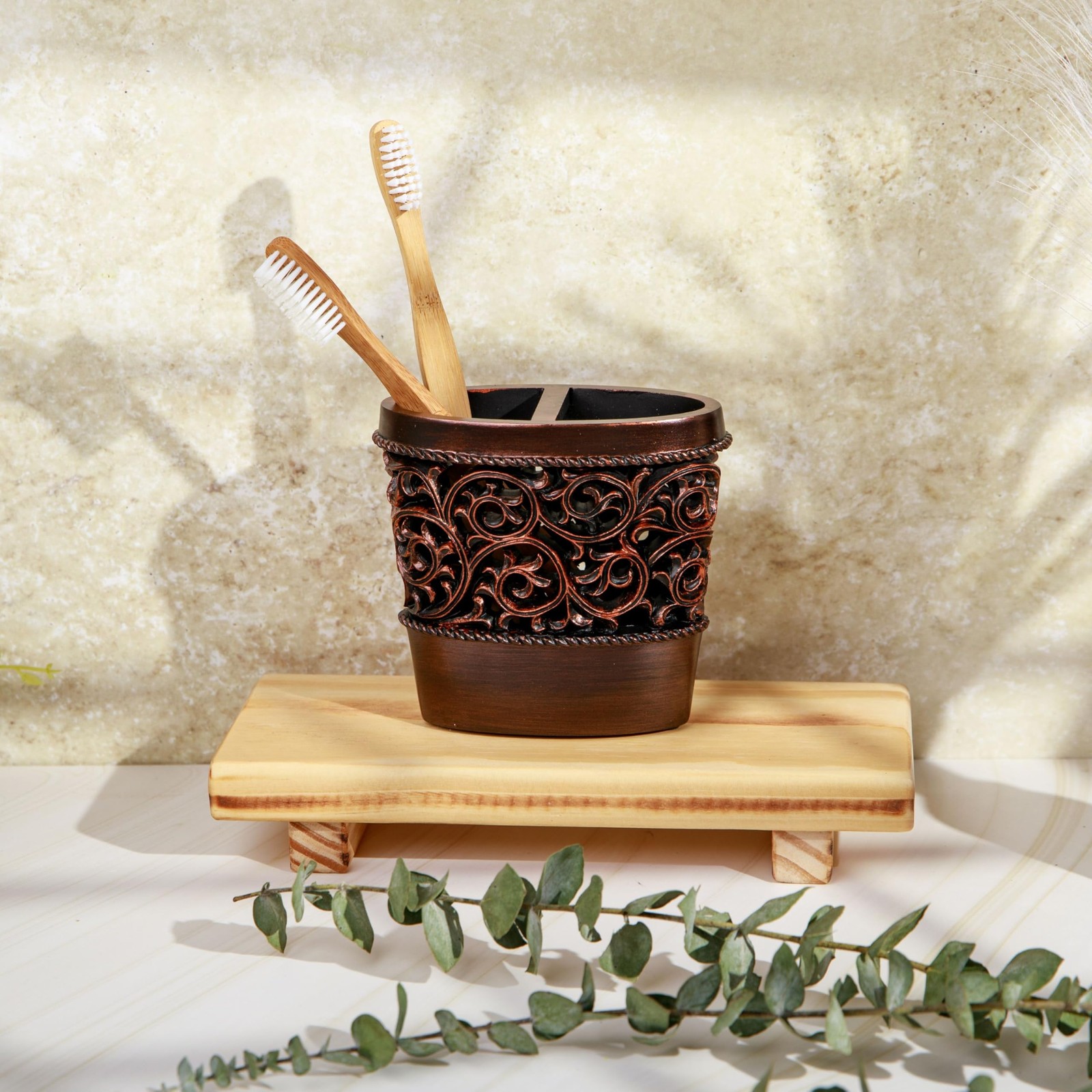 Essentra Home 4-Piece Bronze Bathroom Accessory Set Complete Set Includes